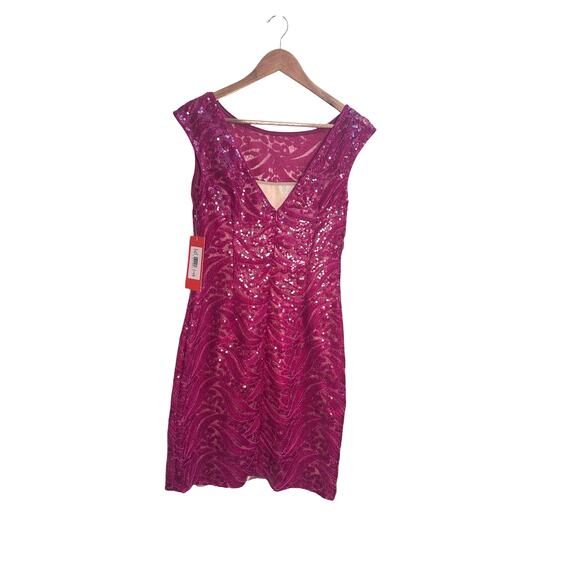 .Monique Lhuillier Pink Sequin Cocktail Dress Size 6 NWT $498 Elegant Party - Picture 16 of 16
